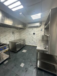 Cooking area and extraction hood at Kitchen Works in Al Quoz 4, Dubai